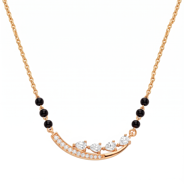 Curved Diamond Bar Drop Mangalsutra