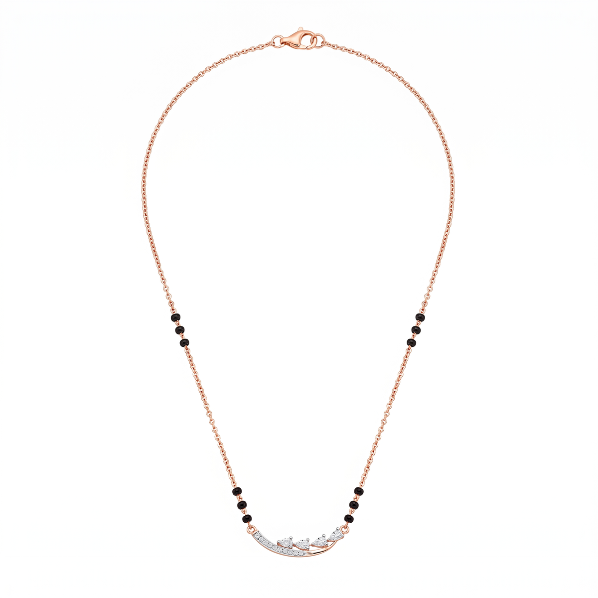 Curved Diamond Bar Drop Mangalsutra