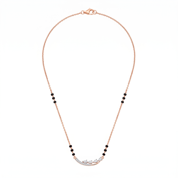Curved Diamond Bar Drop Mangalsutra
