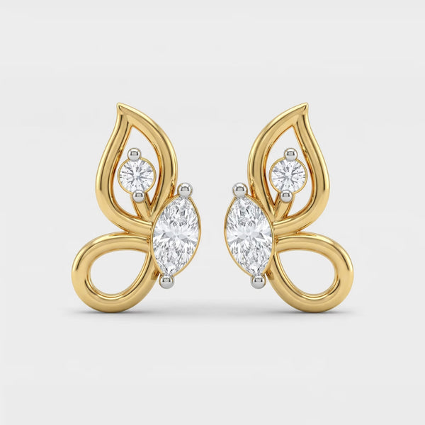 Butterfly Marquise and Round Lab-Grown Diamond Stud Earrings