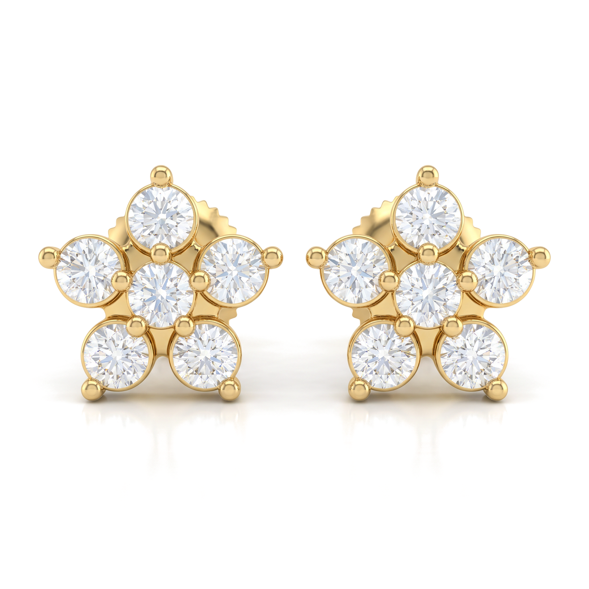 Floral Cluster Round Lab-Grown Diamond Stud Earrings