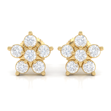 Floral Cluster Round Lab-Grown Diamond Stud Earrings