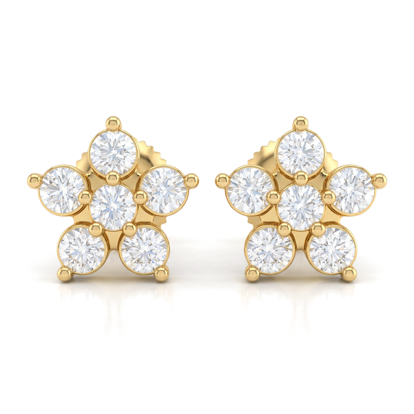 Floral Cluster Round Lab-Grown Diamond Stud Earrings