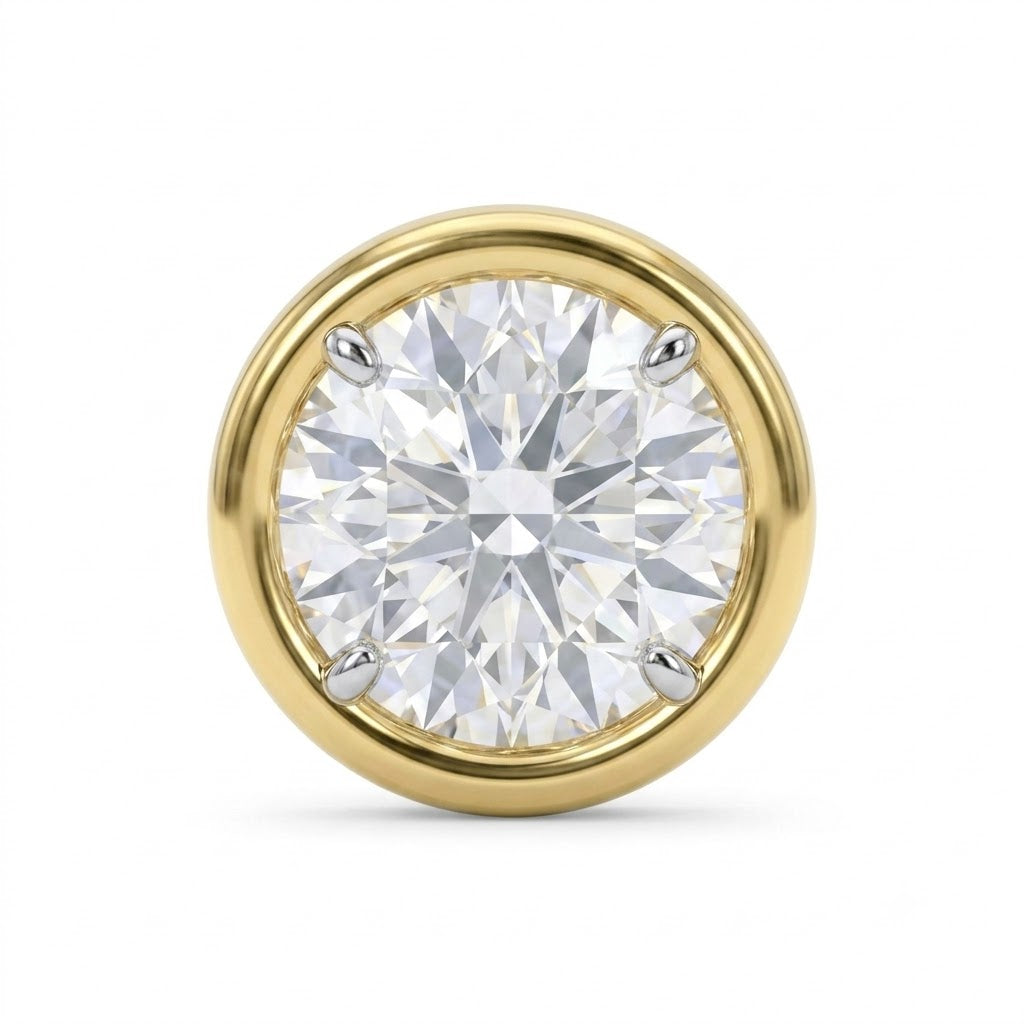 Refined Round Bezel Lab Grown Diamond Everyday Stud
