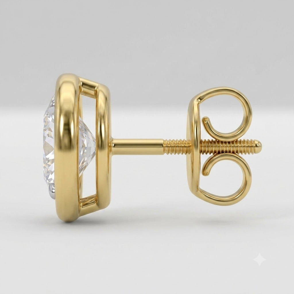Refined Round Bezel Lab Grown Diamond Everyday Stud