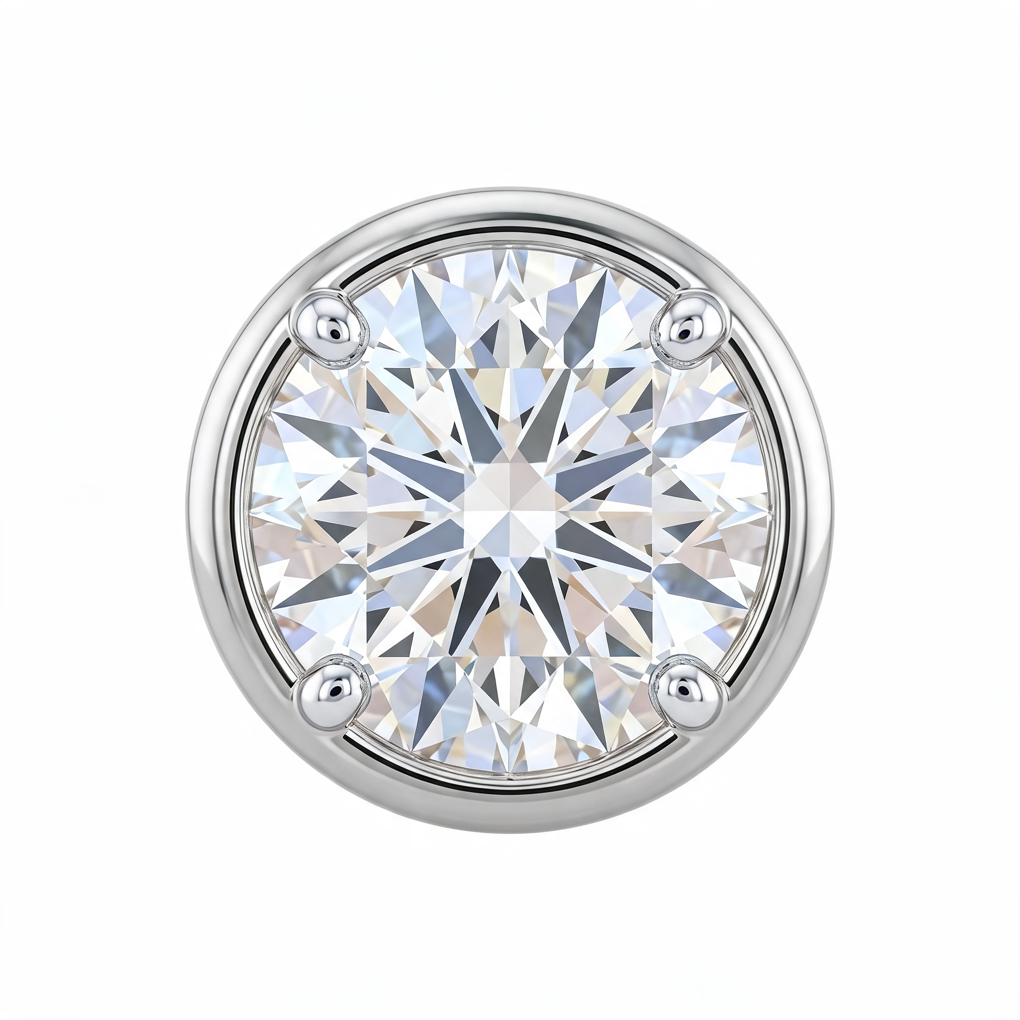 Classic Round Bezel Set Lab Grown Diamond Stud