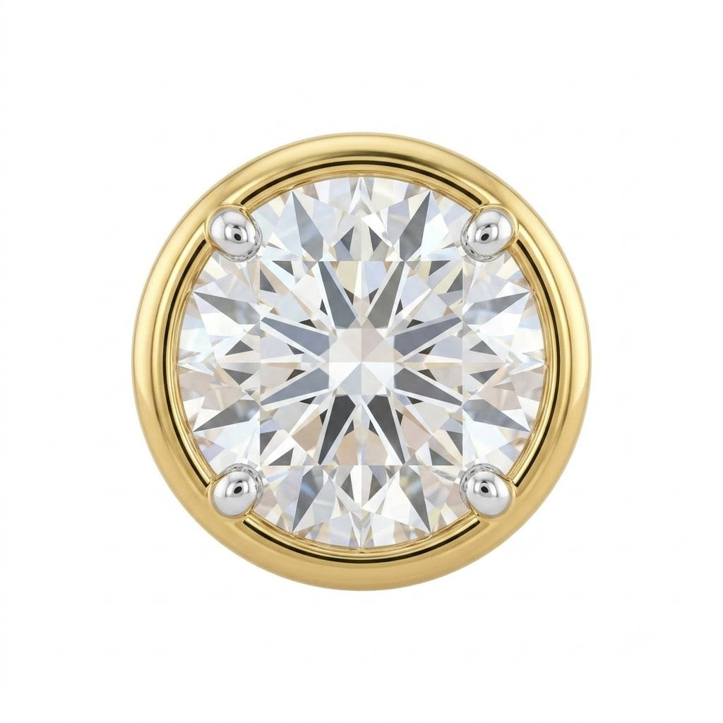 Classic Round Bezel Set Lab Grown Diamond Stud