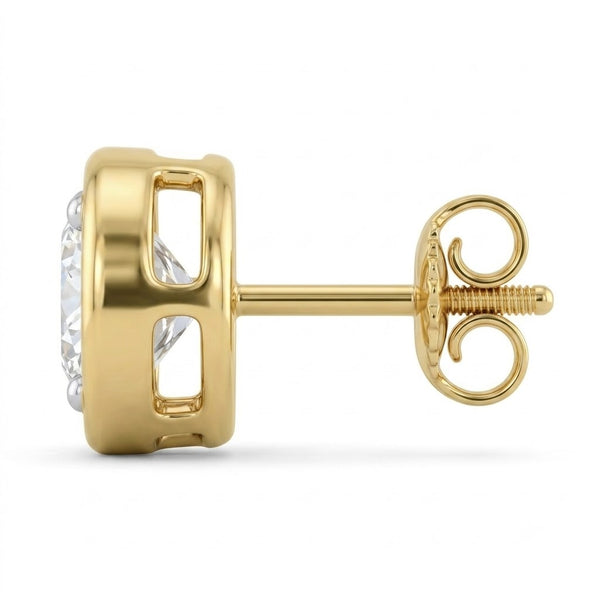 Classic Round Bezel Set Lab Grown Diamond Stud