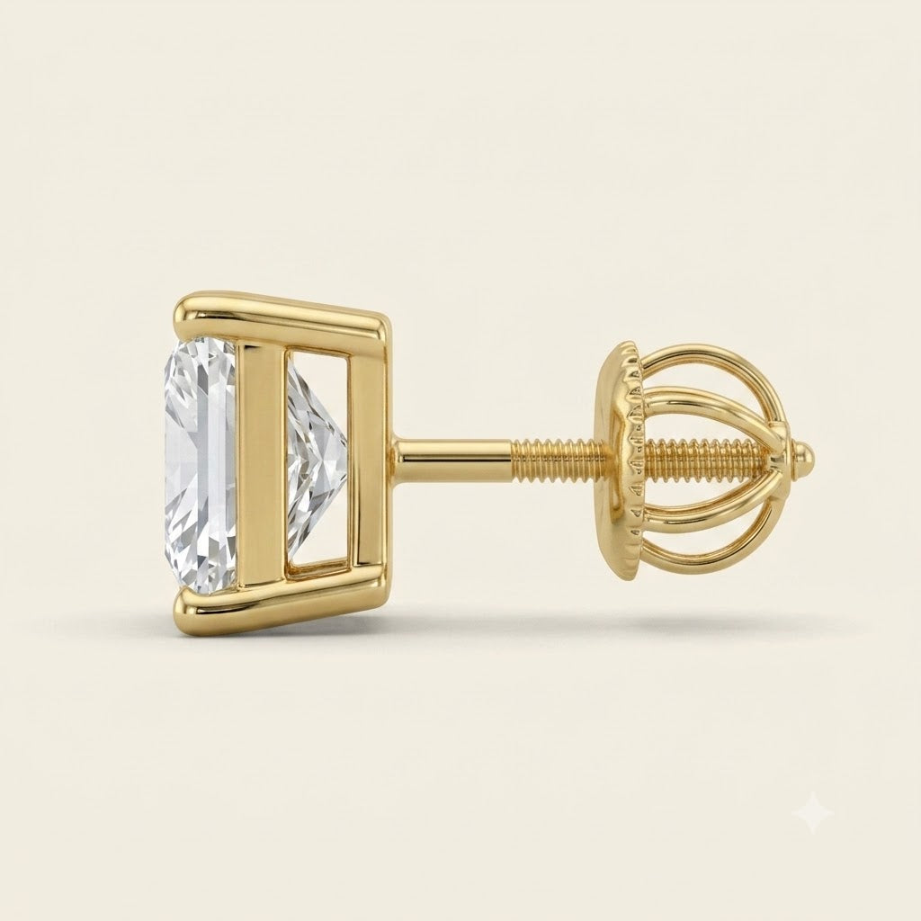 Contemporary Princess-Cut Lab Grown Diamond Stud