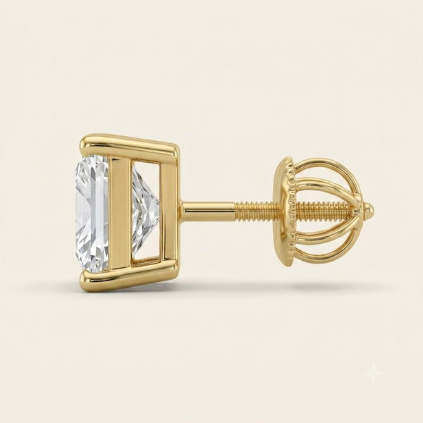 Contemporary Princess-Cut Lab Grown Diamond Stud