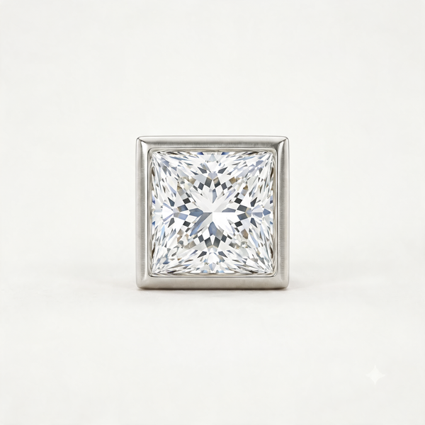 Modern Princess Bezel Lab Grown Diamond Stud