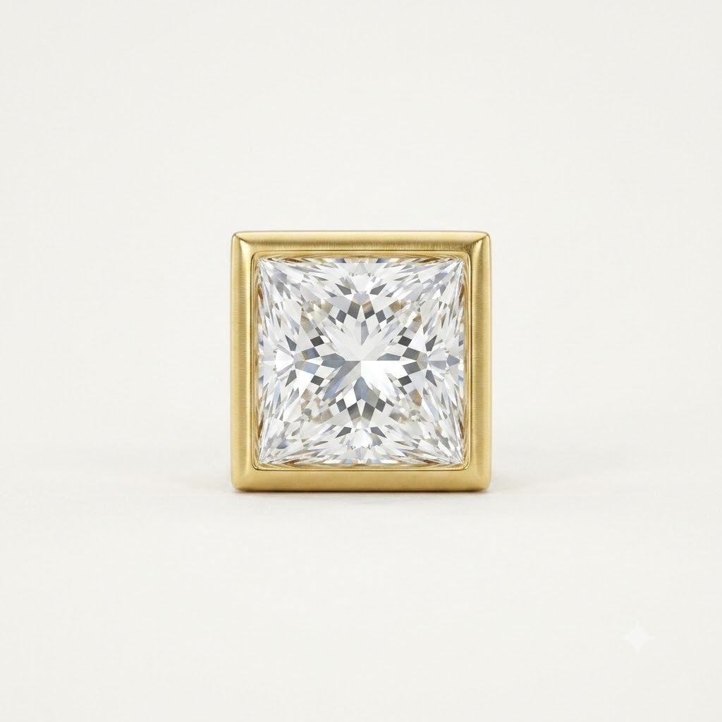 Modern Princess Bezel Lab Grown Diamond Stud