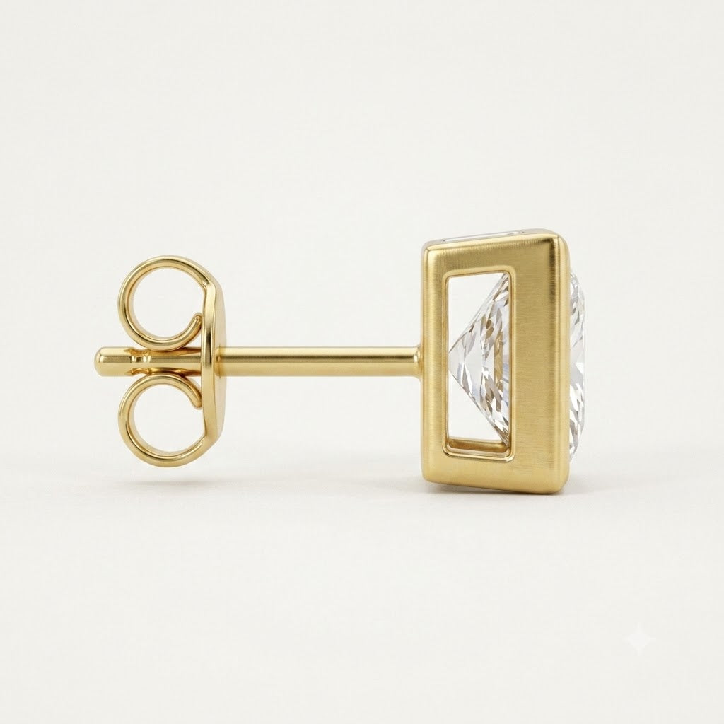 Modern Princess Bezel Lab Grown Diamond Stud