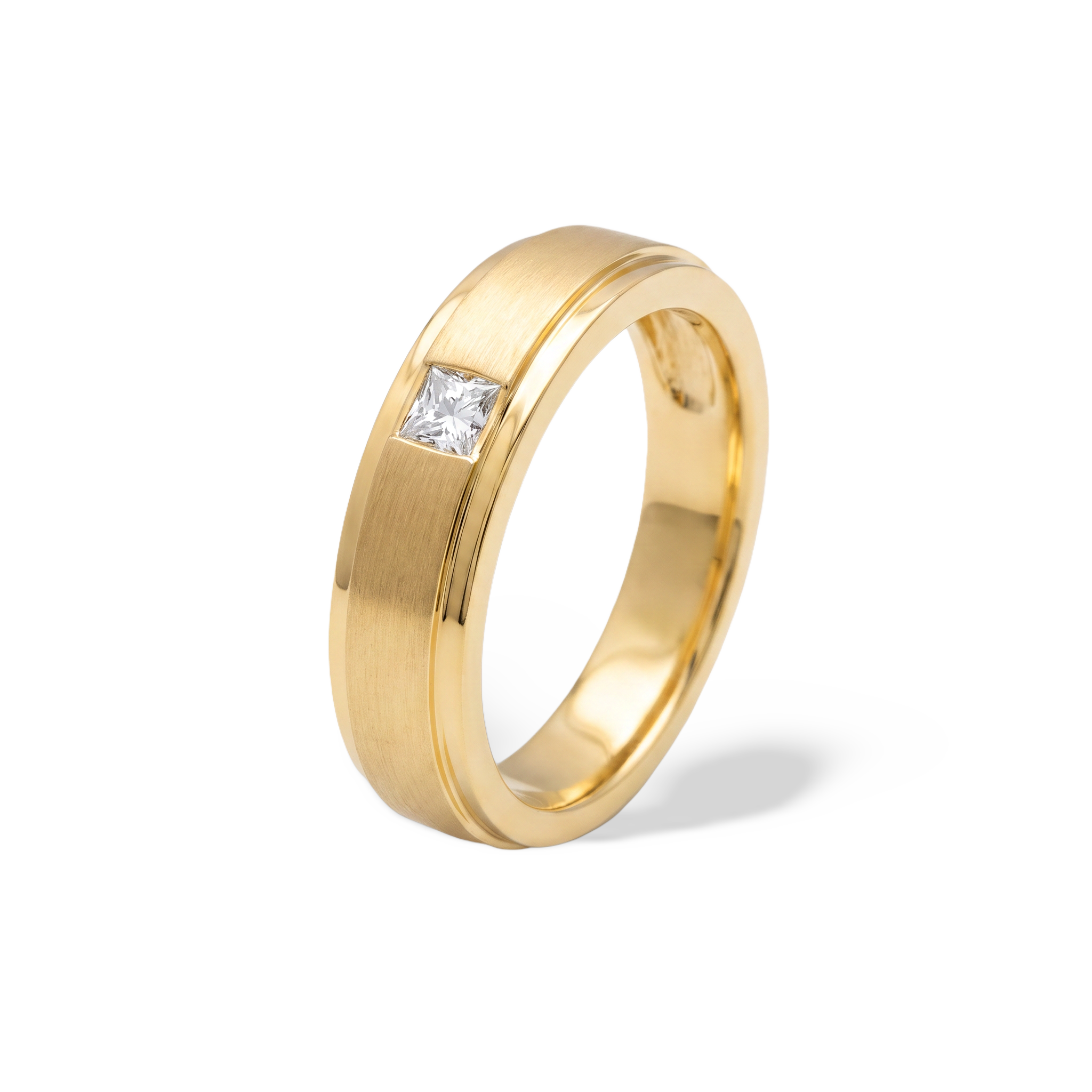 Princess Cut Matte Men's Lab Grown Diamond Ring