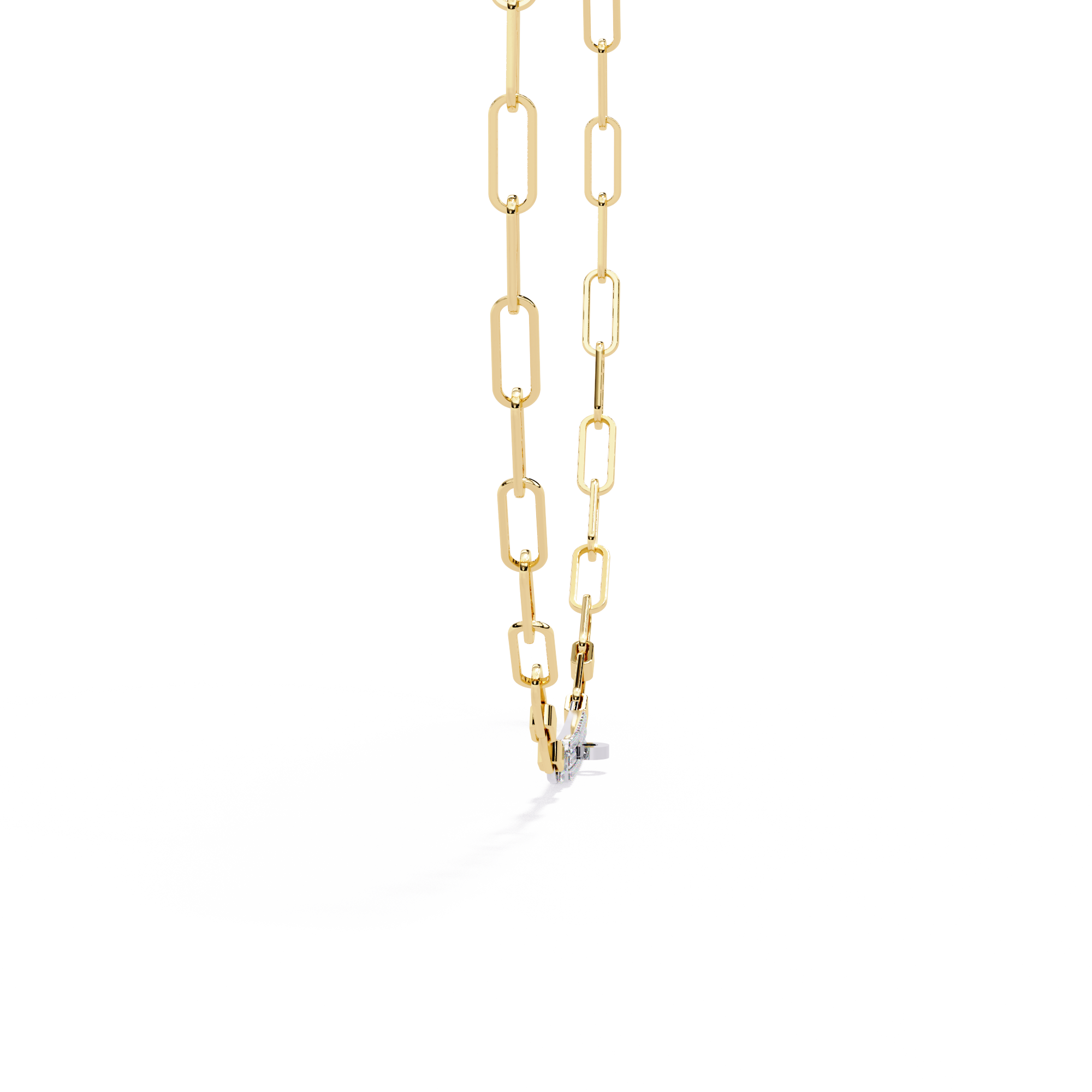 Modern Gold Link Necklace with Diamond