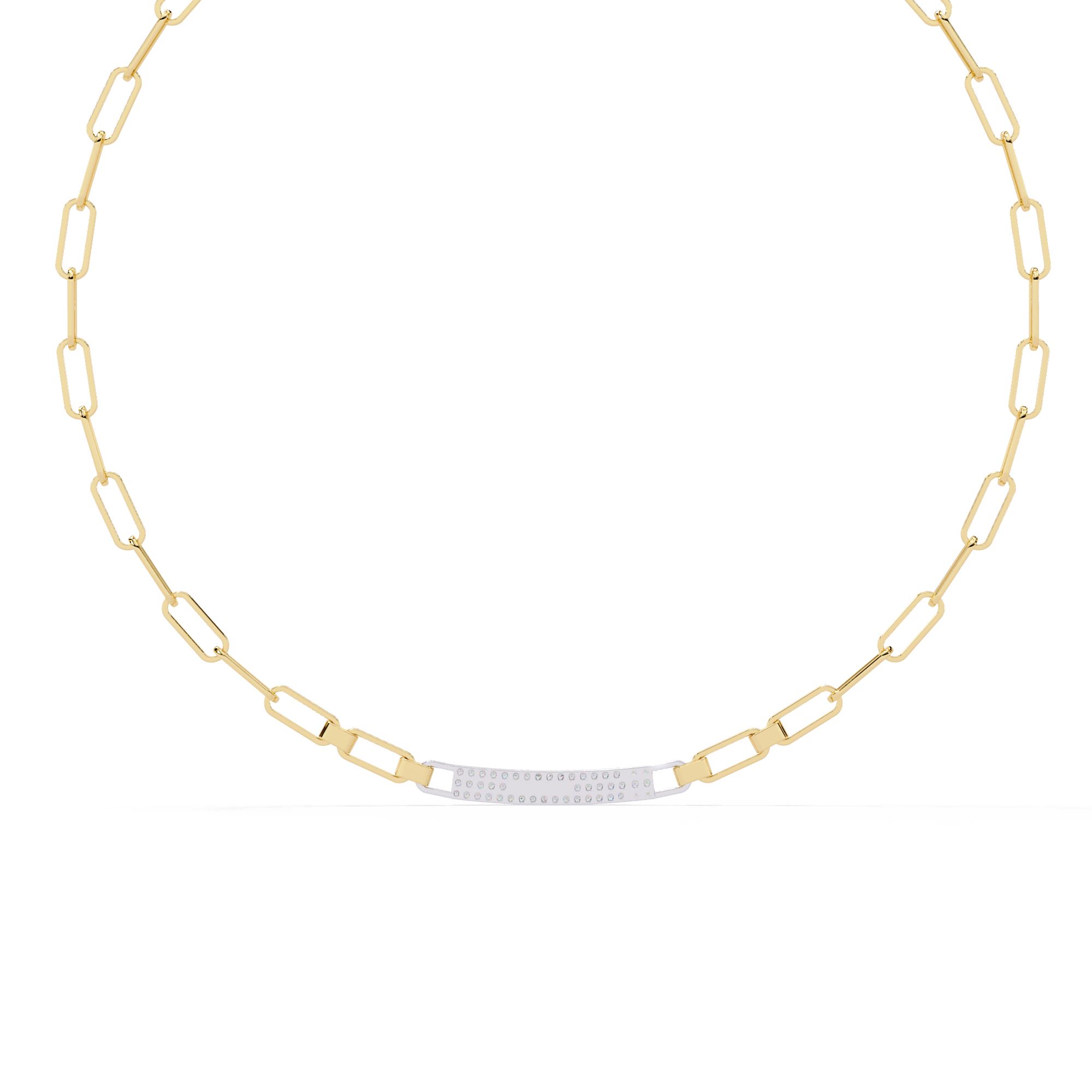 Modern Gold Link Necklace with Diamond