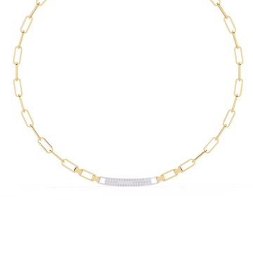 Modern Gold Link Necklace with Diamond