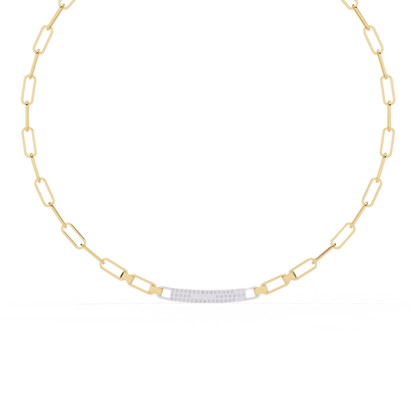 Modern Gold Link Necklace with Diamond