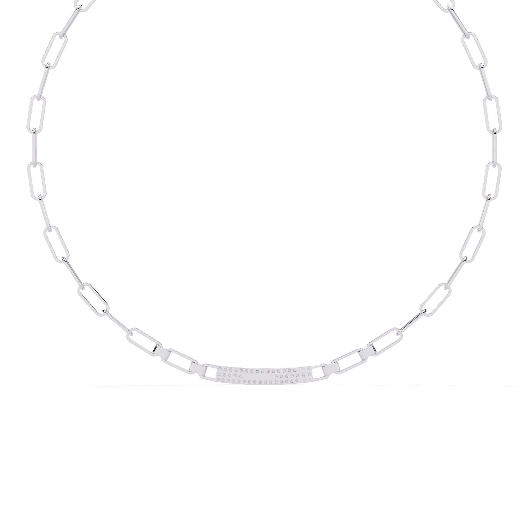 Modern Gold Link Necklace with Diamond