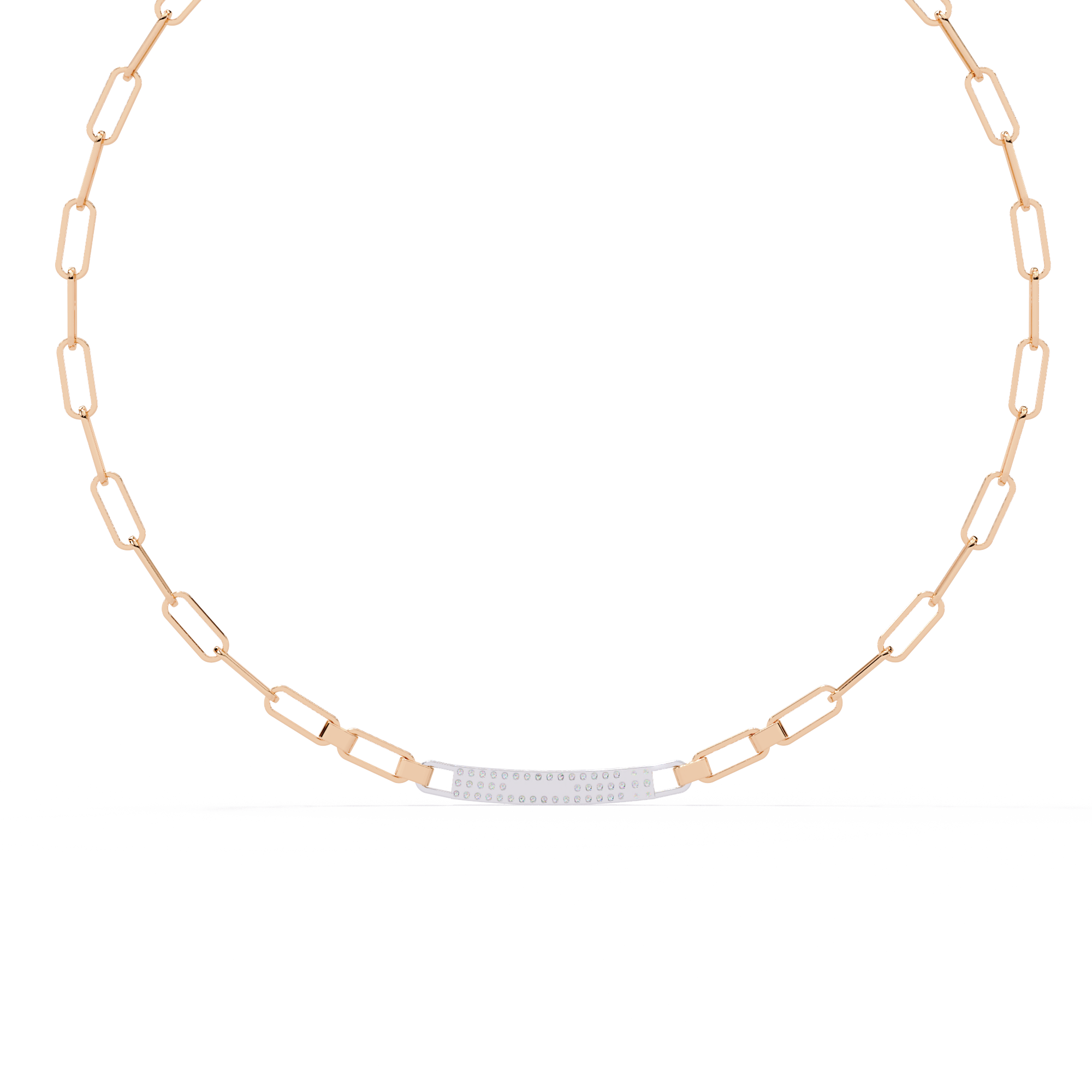 Modern Gold Link Necklace with Diamond