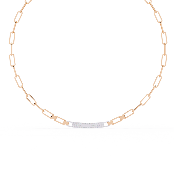 Modern Gold Link Necklace with Diamond