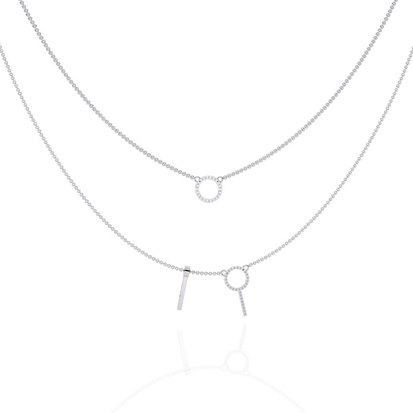 Contemporary Dual-Circle Pendant Necklace