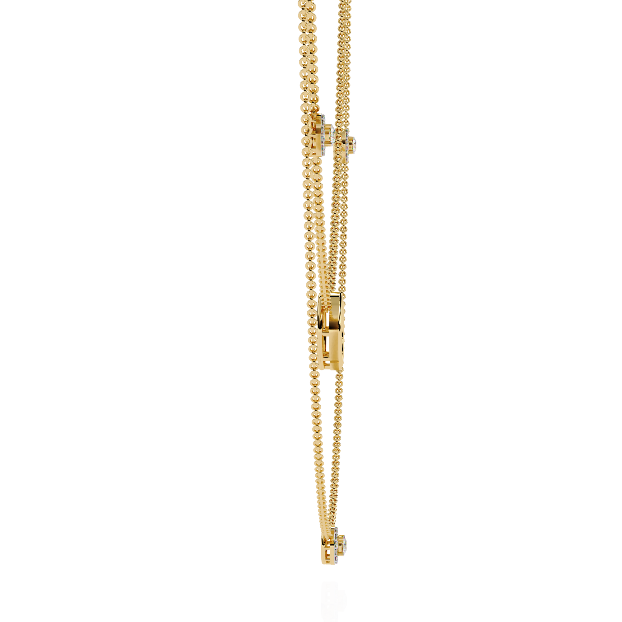 Dainty Gold Three-Strand Necklace with Circle