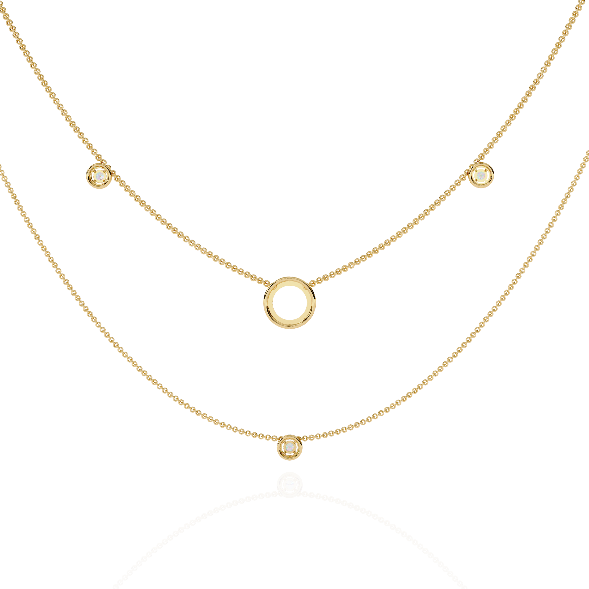 Dainty Gold Three-Strand Necklace with Circle