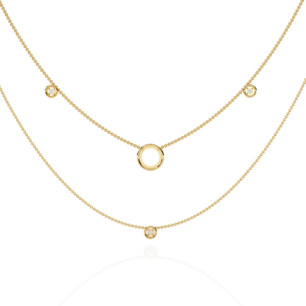 Dainty Gold Dual-Strand Necklace with Circle