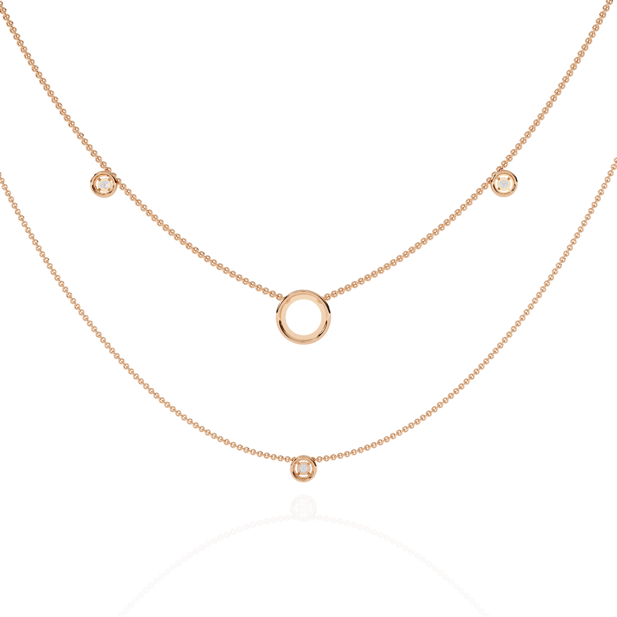 Dainty Gold Three-Strand Necklace with Circle