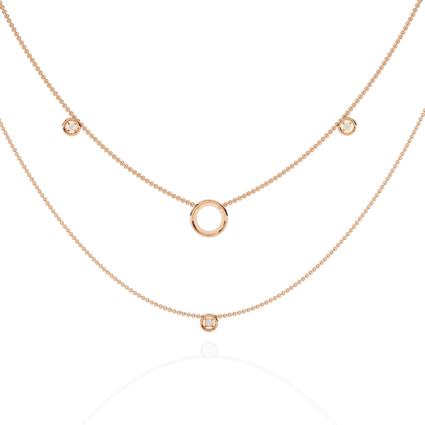 Dainty Gold Dual-Strand Necklace with Circle