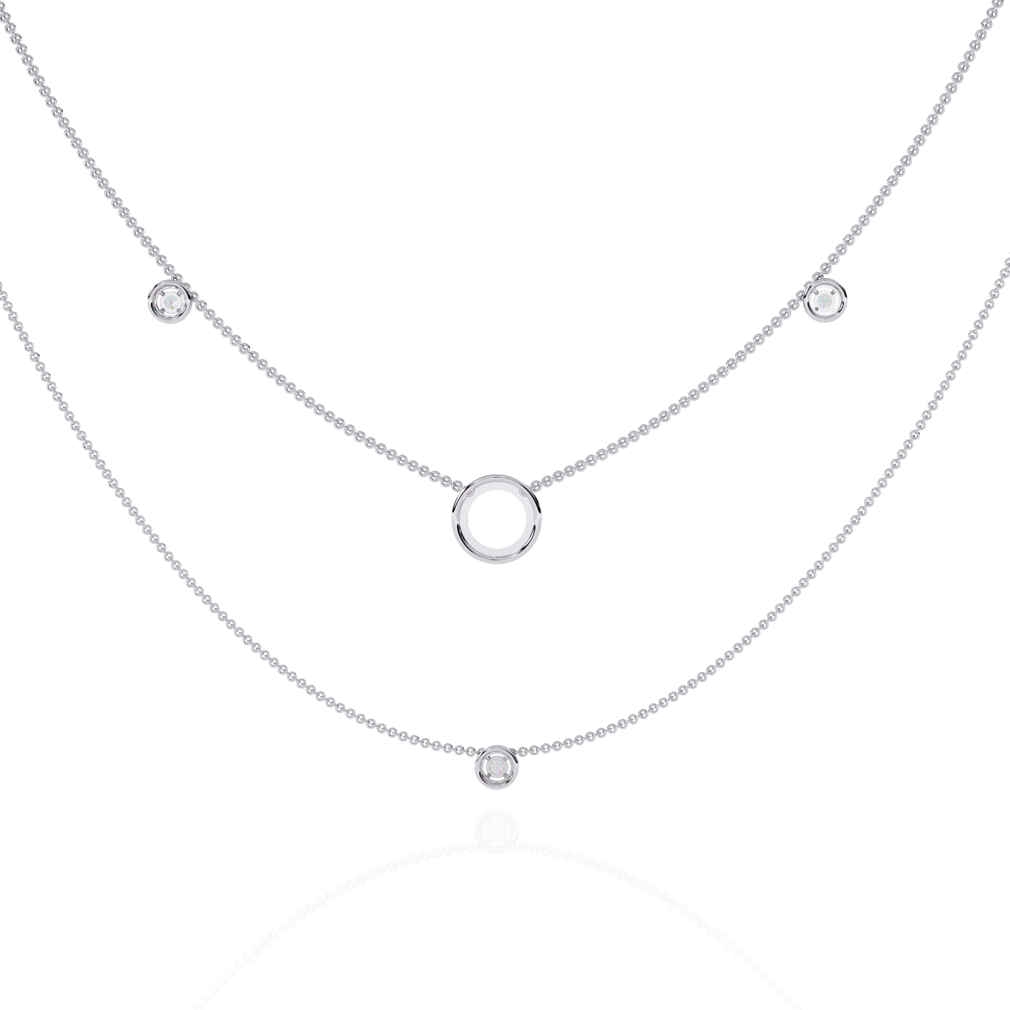 Dainty Gold Three-Strand Necklace with Circle