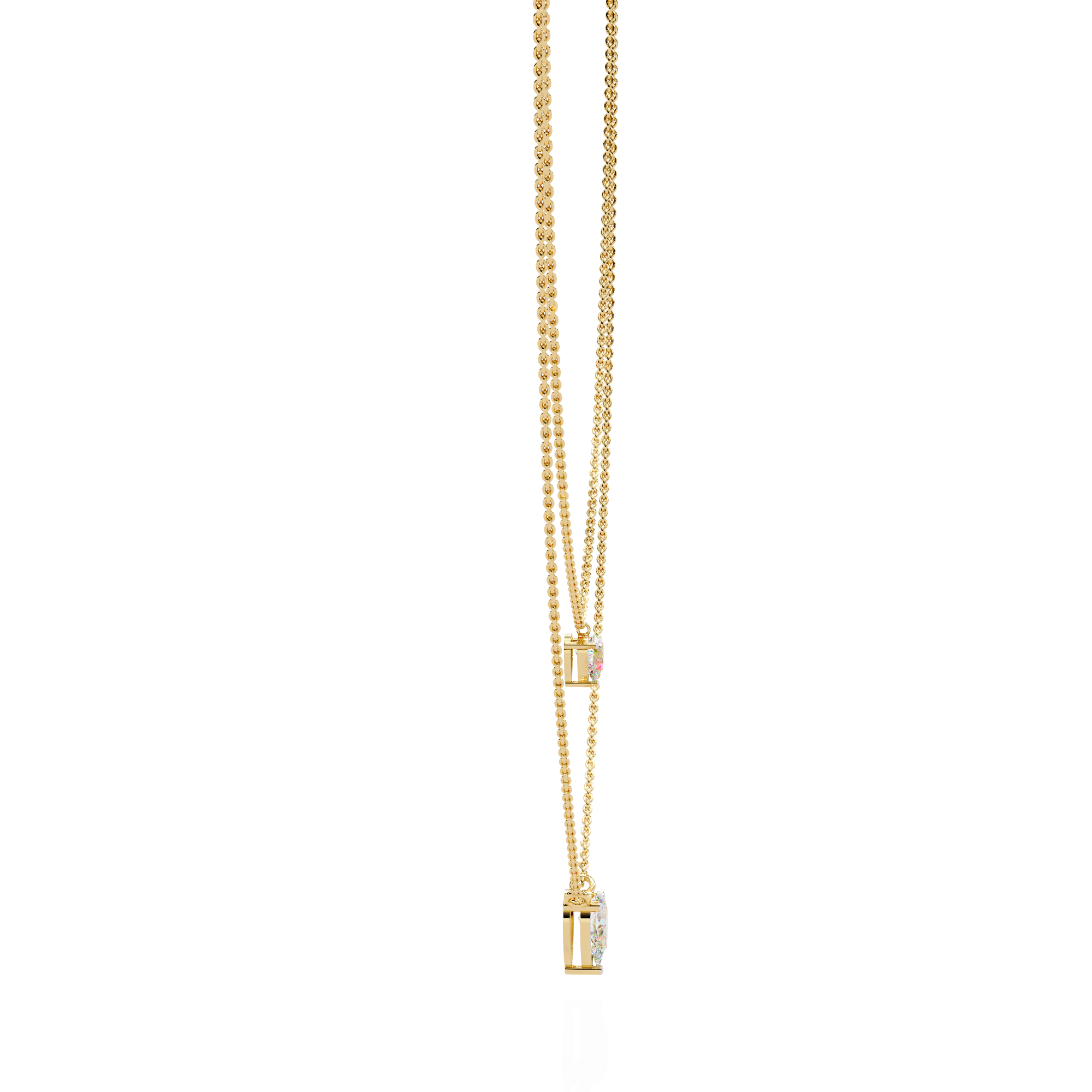 Elegant Layered Necklace with Gold Chains and Diamond Drops