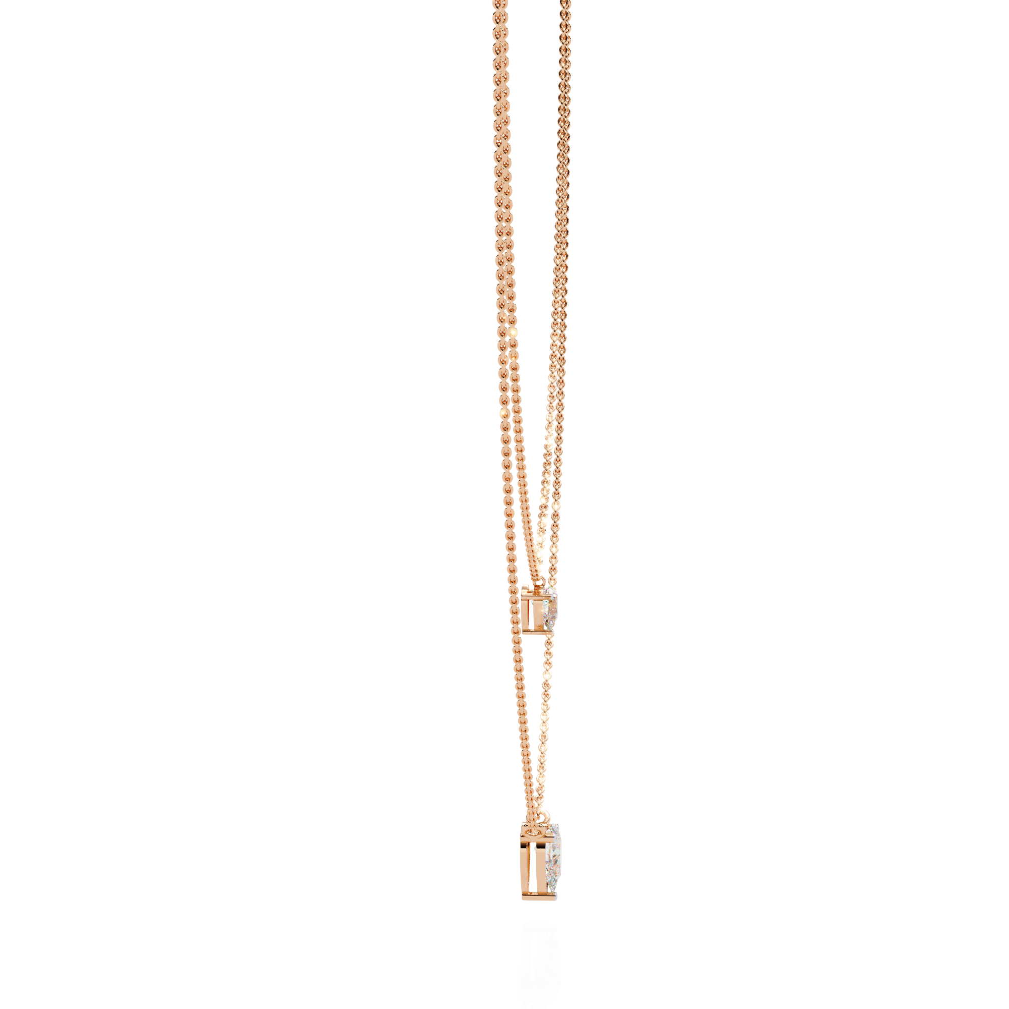 Elegant Layered Necklace with Gold Chains and Diamond Drops