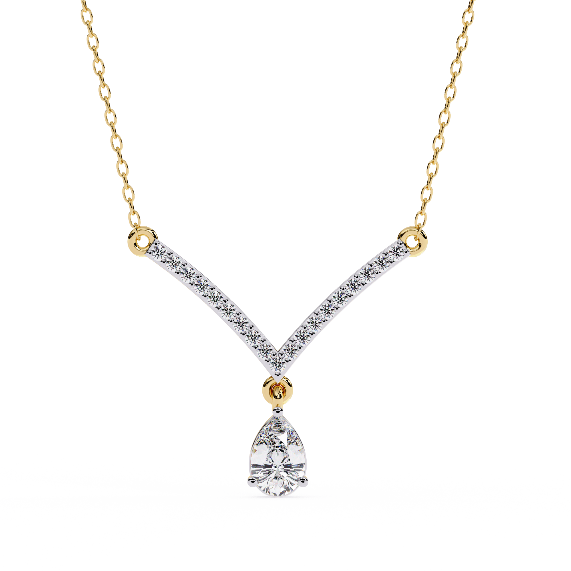 Pear Drop Diamond V Necklace