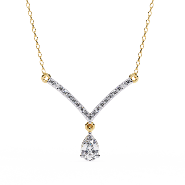 Pear Drop Diamond V Necklace