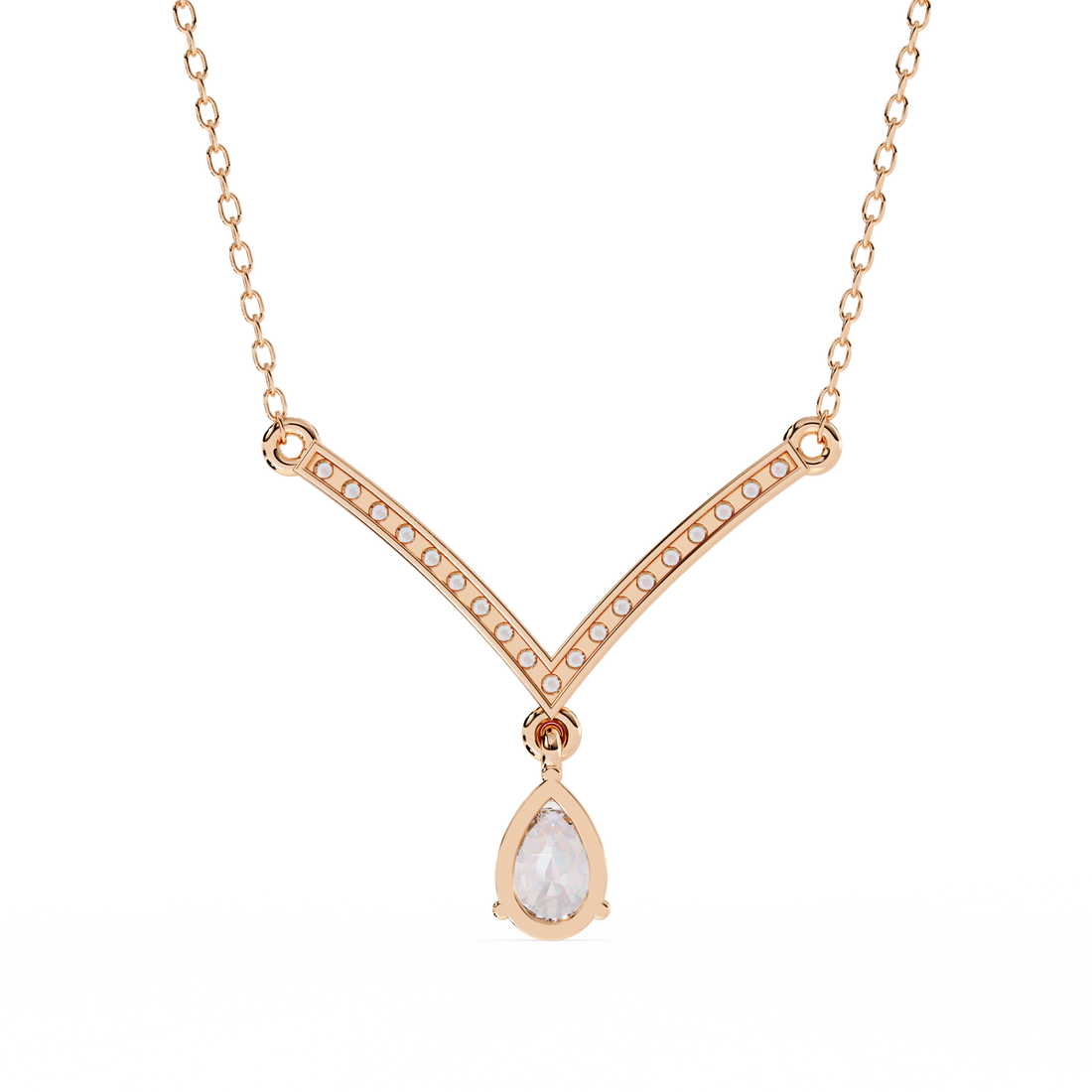Pear Drop Diamond V Necklace