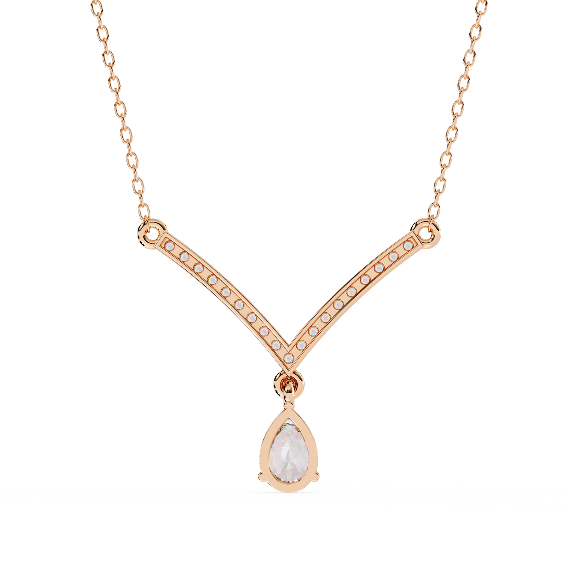 Pear Drop Diamond V Necklace