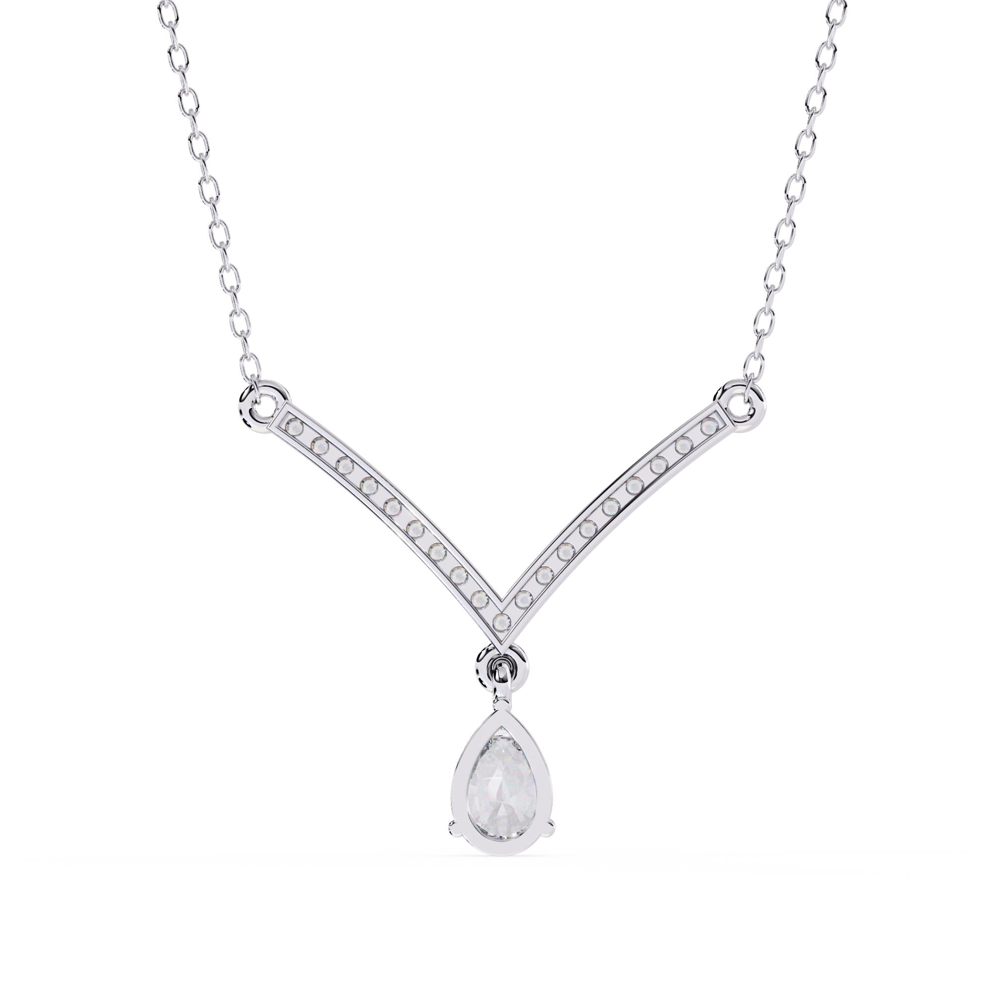 Pear Drop Diamond V Necklace