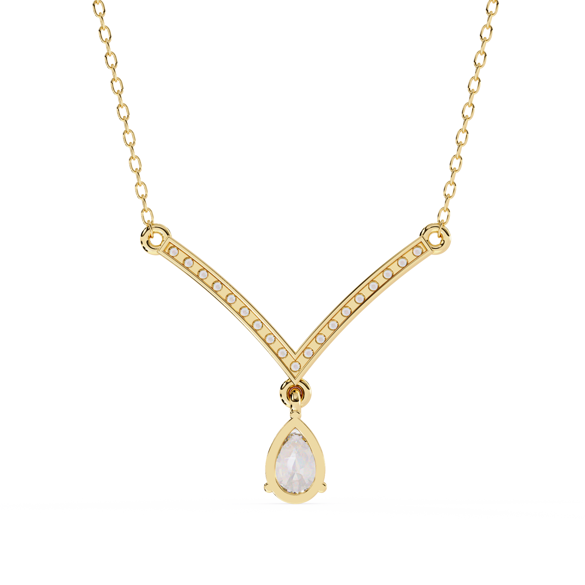 Pear Drop Diamond V Necklace