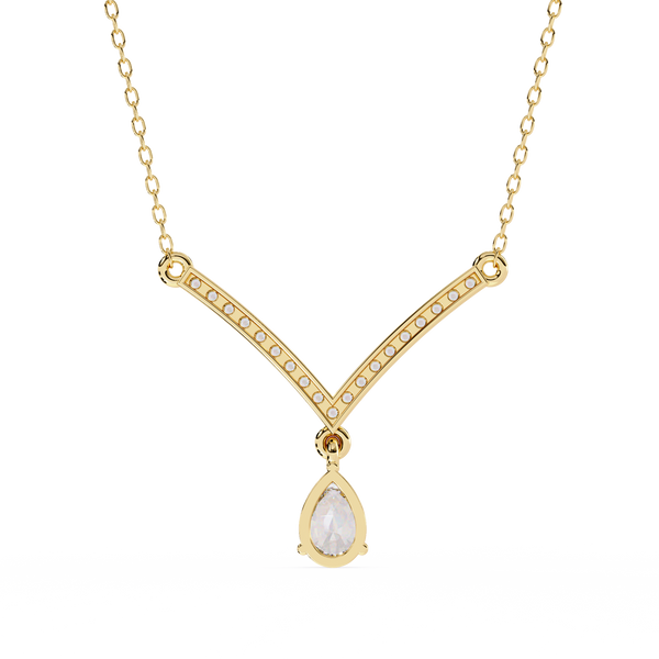 Pear Drop Diamond V Necklace