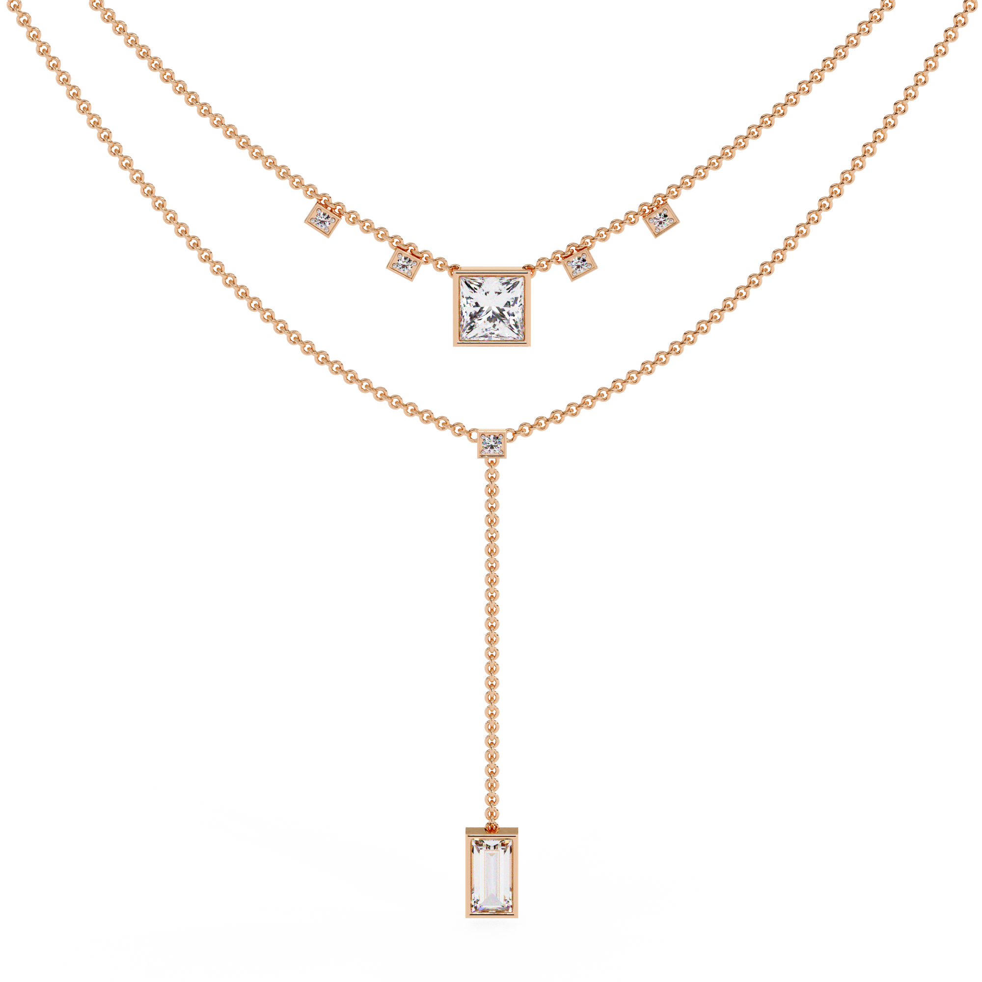 Princess Cut Diamond Y Necklace