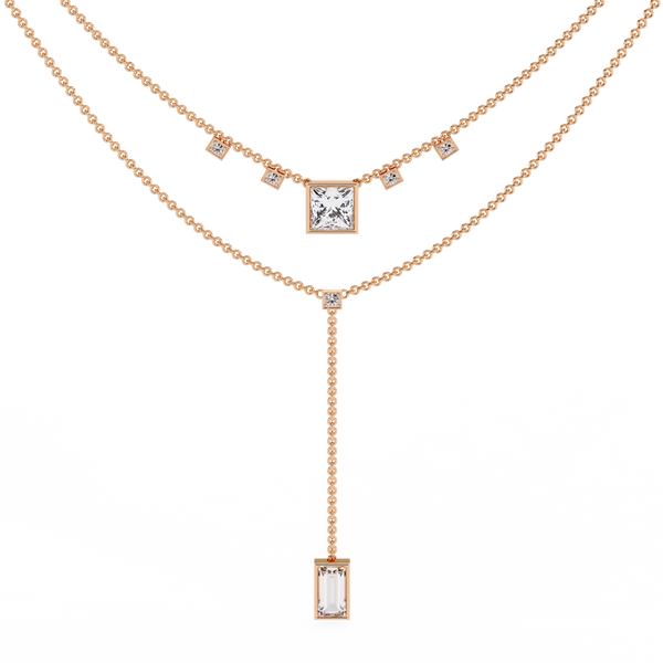 Princess Cut Diamond Y Necklace