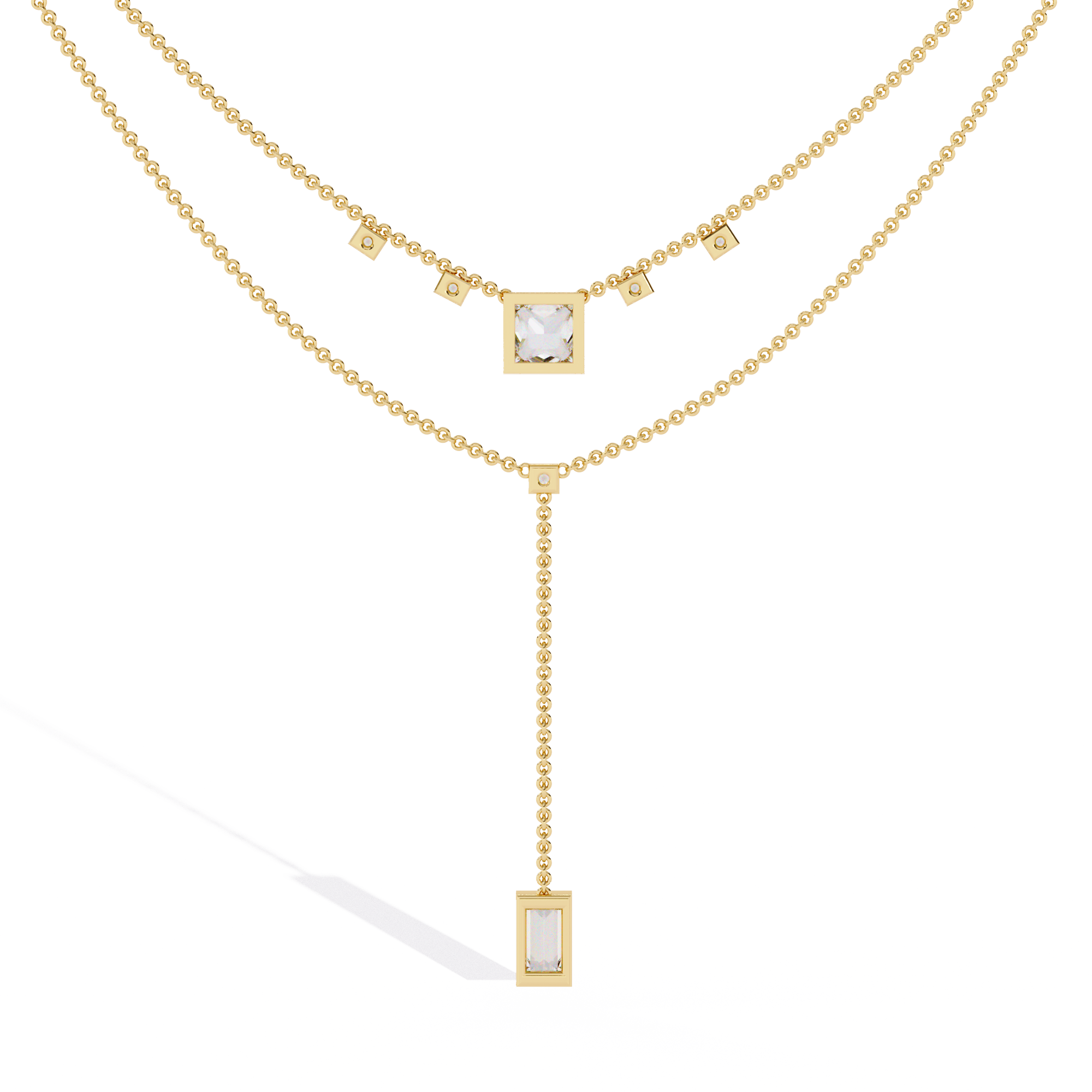 Princess Cut Diamond Y Necklace