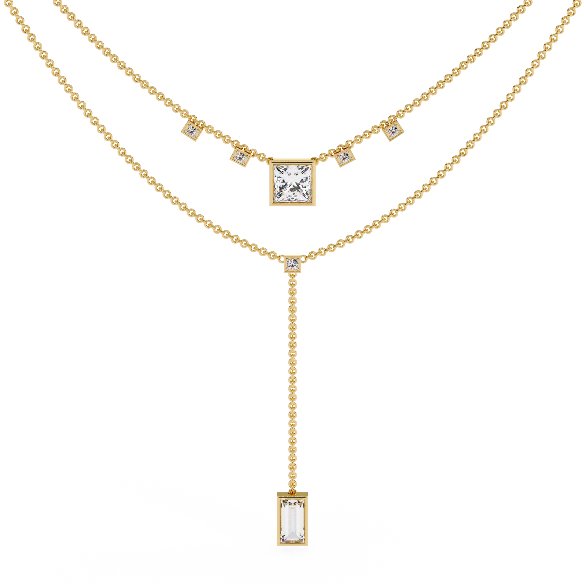 Princess Cut Diamond Y Necklace