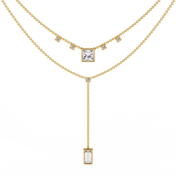 Princess Cut Diamond Y Necklace