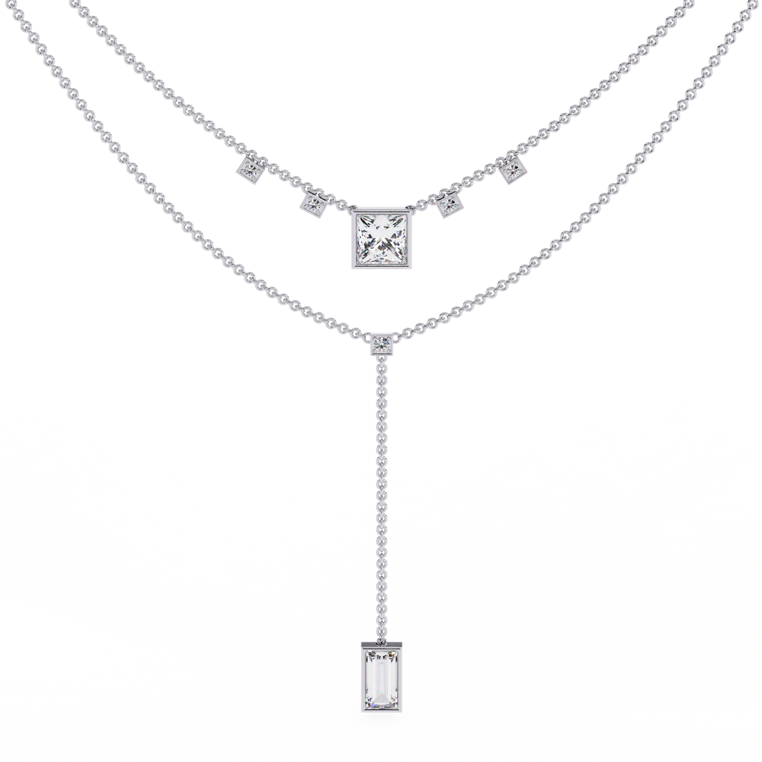 Princess Cut Diamond Y Necklace