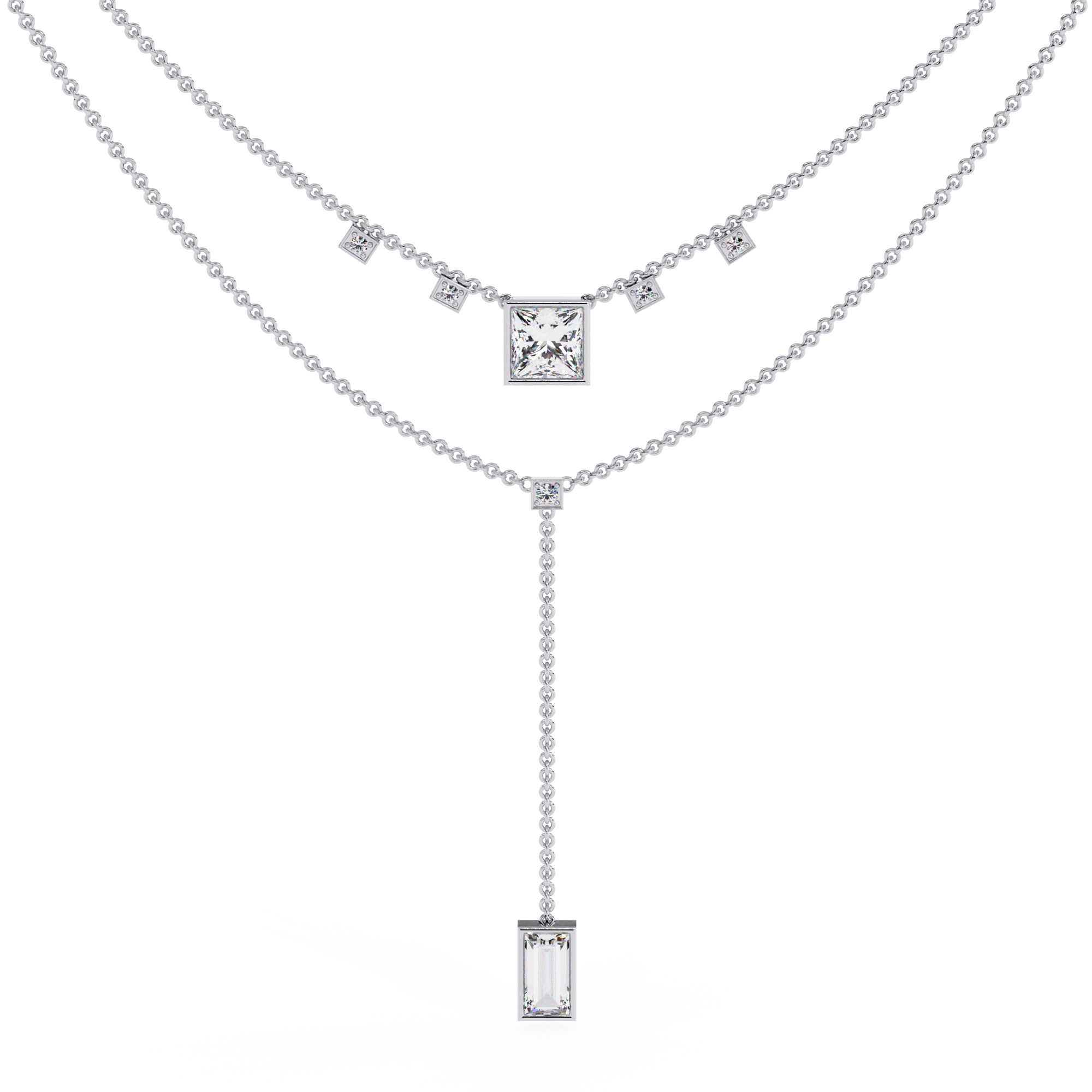 Princess Cut Diamond Y Necklace
