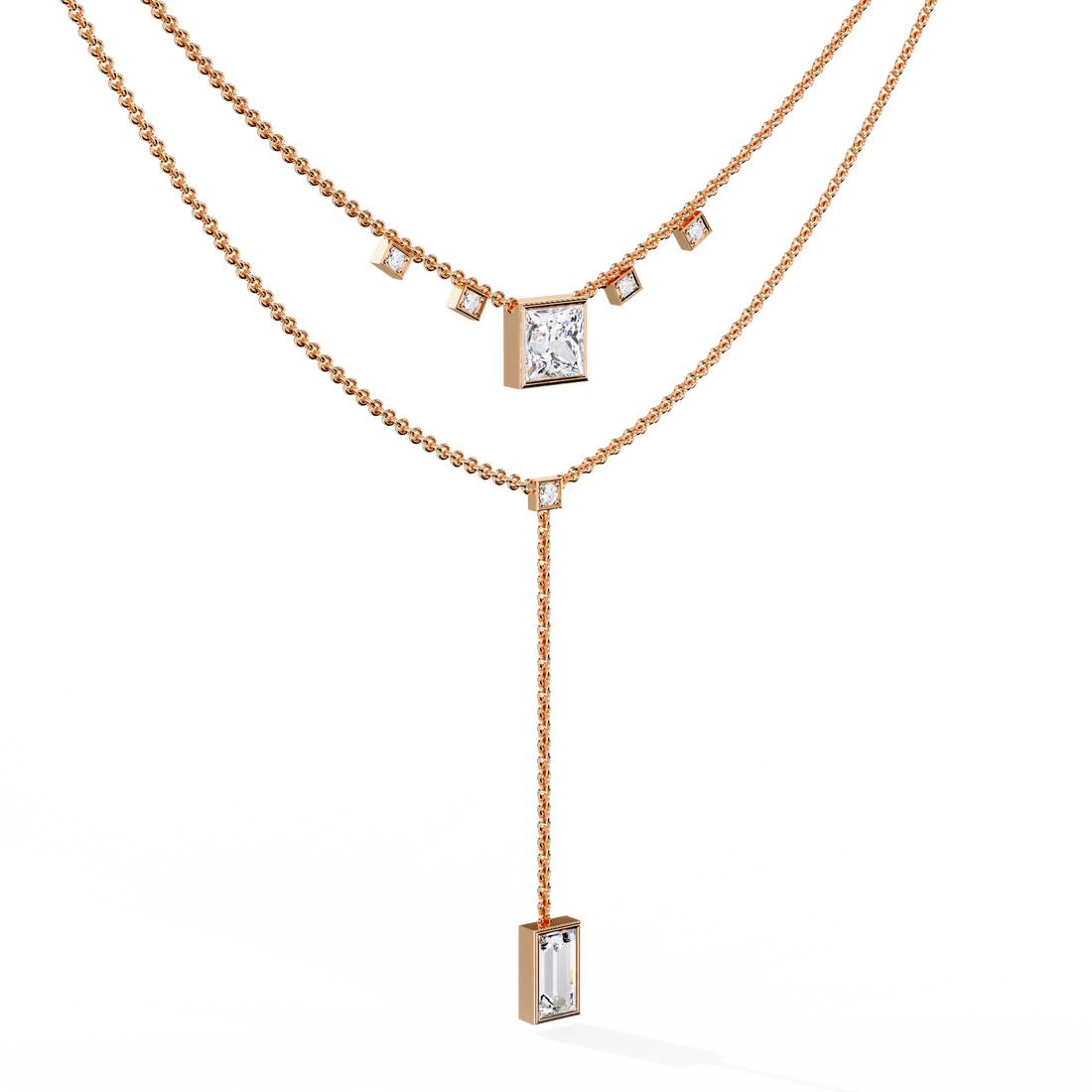 Princess Cut Lab Grown Diamond Y Necklace
