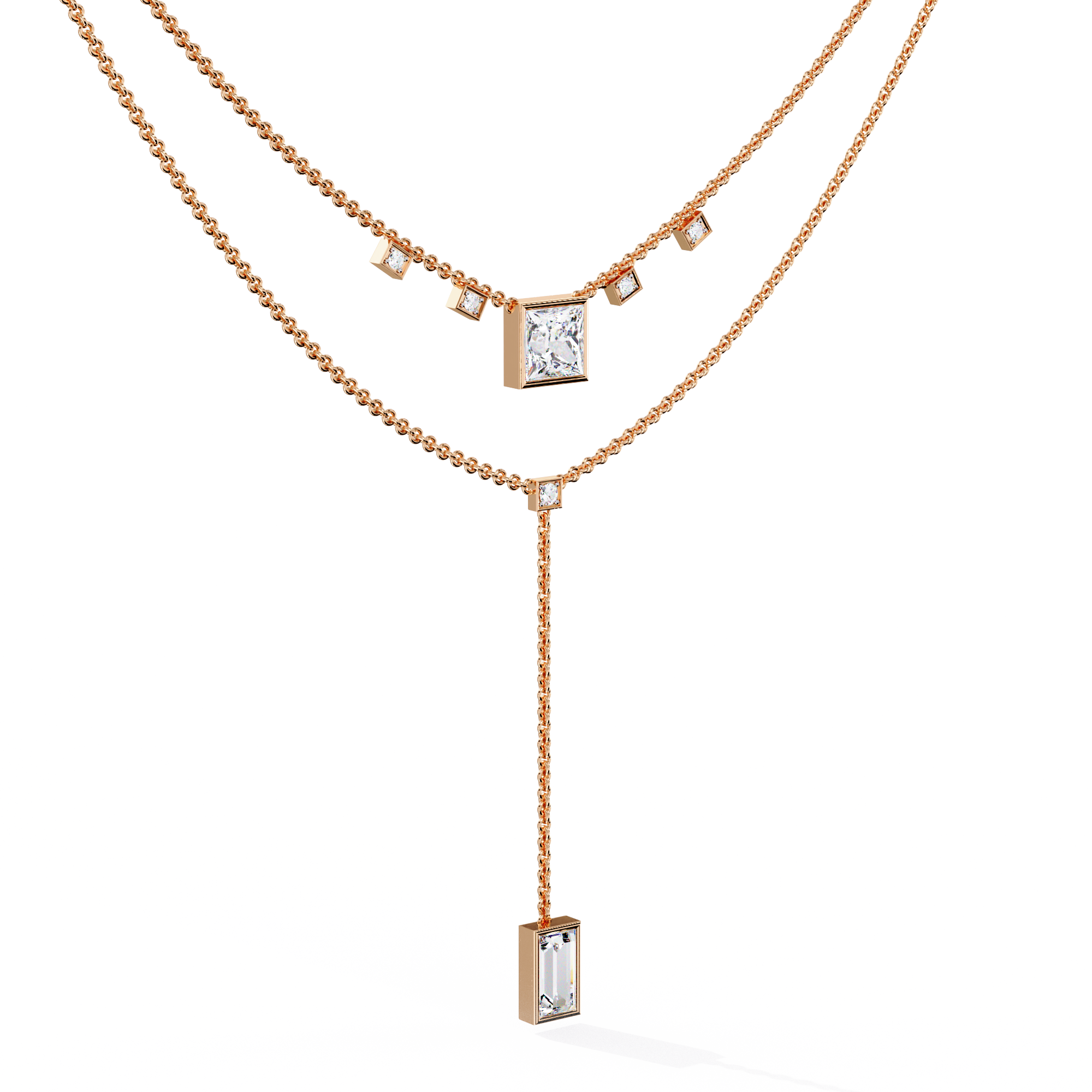 Princess Cut Diamond Y Necklace